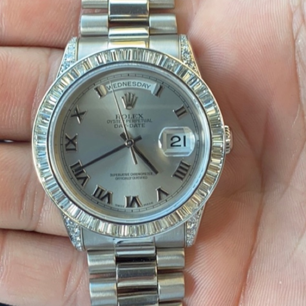 Custom 1 of 1 Johnny Dang x Rolex Daydate 36mm white gold x baguette VVS diamond